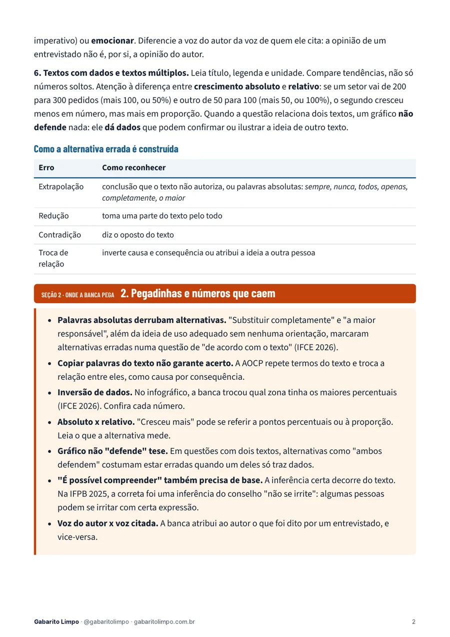 Página de pegadinhas e números que caem da apostila IFPA